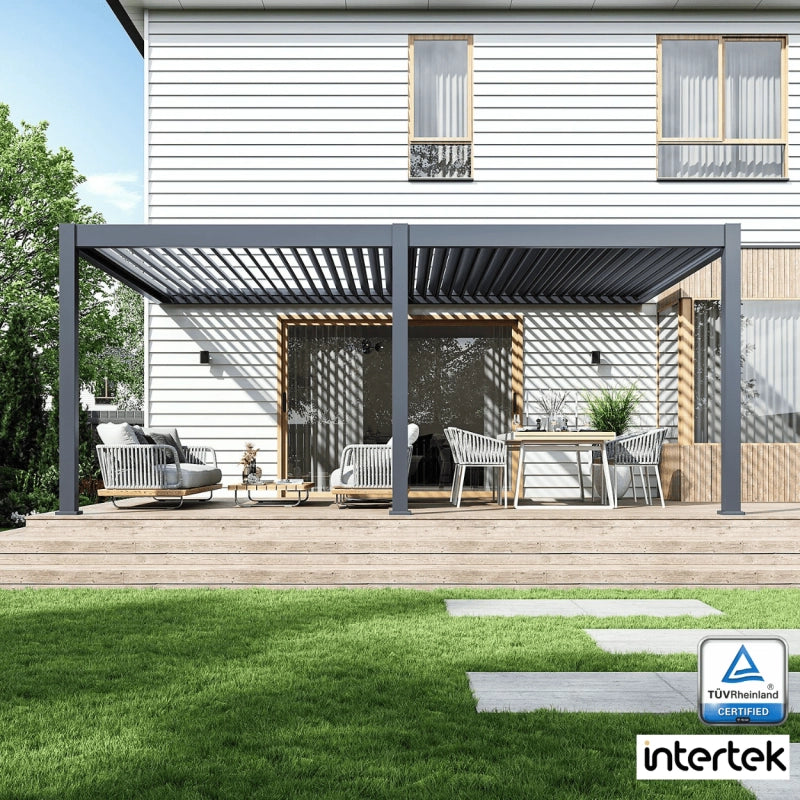 Pergola Bioclimatica OmbrÃ©a VS 3x6M adossata - Antracite - V2