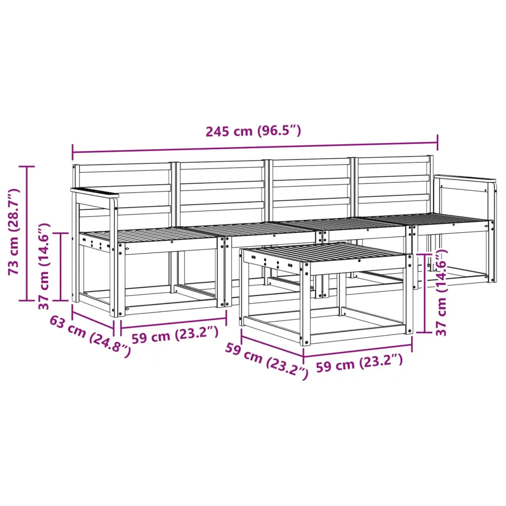 Set di divani da esterno 5 pcs Bianco 59 x 59 x 37 cm 3387198