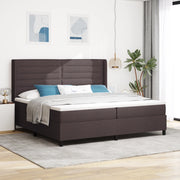 Letto Box con Materasso  Marrone Scuro 200x200 cm in Tessuto