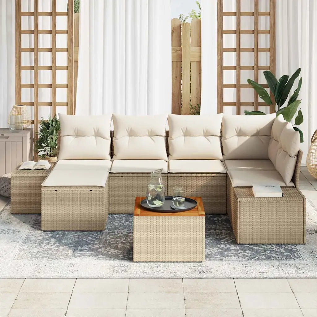 Set Divano da Giardino 7 pcs Beige e bianco 3356650