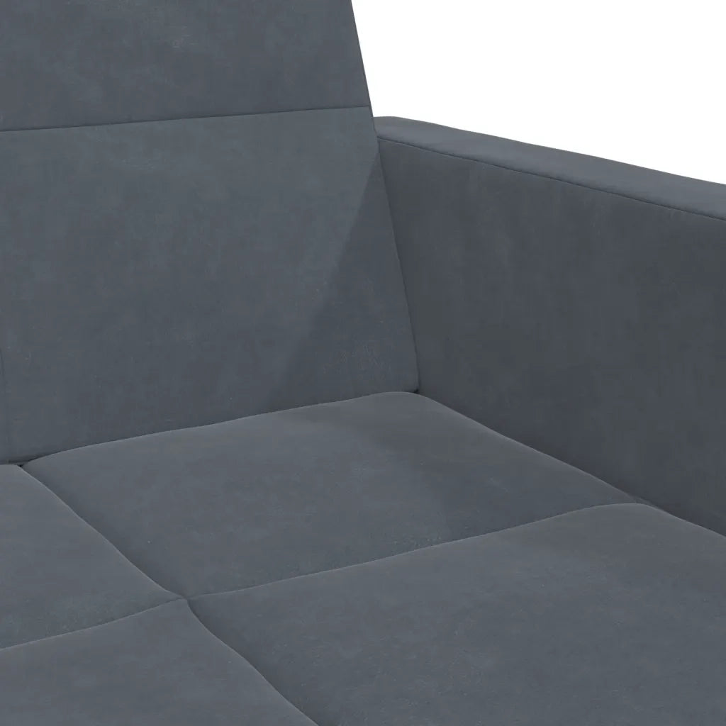 Divano Letto 2 Posti con Poggiapiedi-Sofa Letto 2 Posti-Daybed Grigio Scuro in Velluto 242555