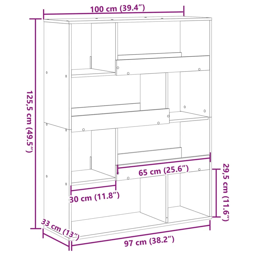 vidaXL Divisorio Stanza Nero 100x33x125,5 cm in Truciolato