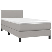 Letto singolo | Letto per adulti | Letto a Molle Materasso e LED Grigio Chiaro 100x200 cm Tessuto