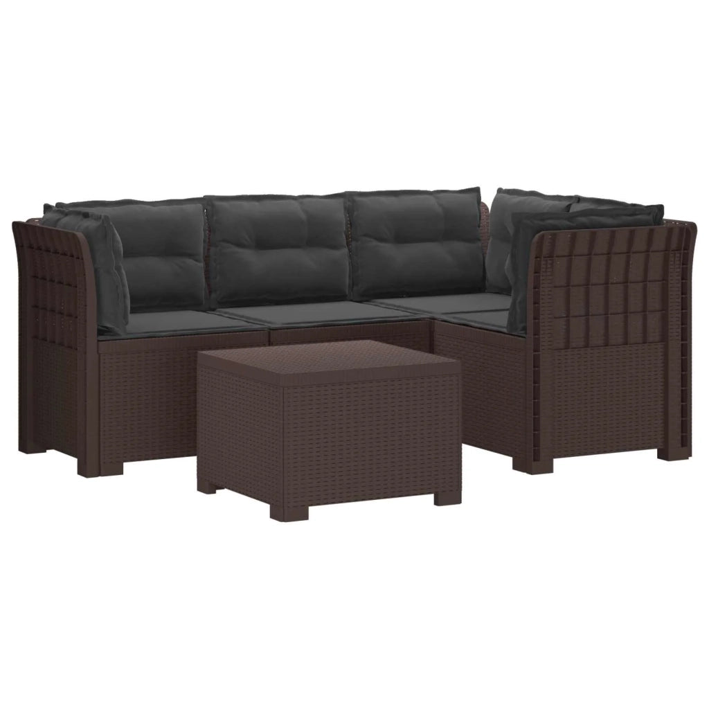 Divano da giardino 4 posti con cuscini aspetto rattan PP 3444019