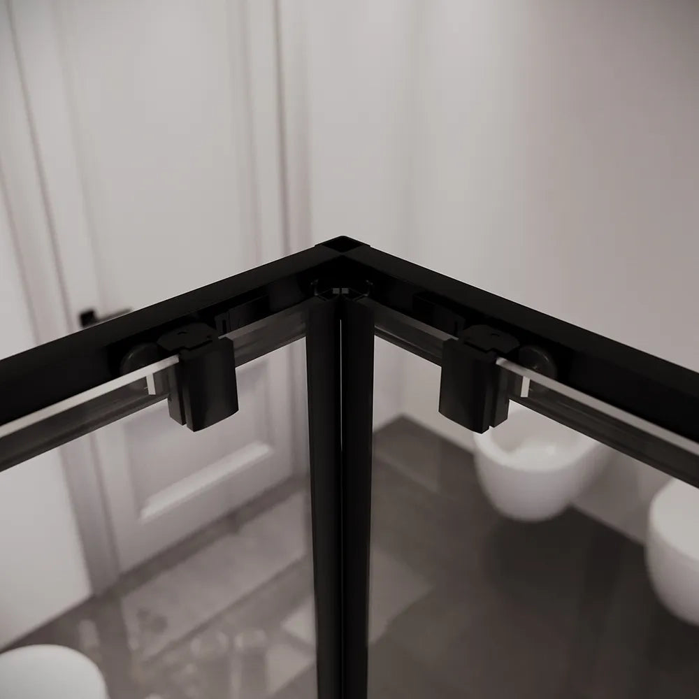 Box doccia 70x90 cm angolare doppio scorrevole profili neri vetro trasparente h190 | Java