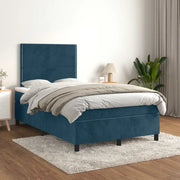 Giroletto a Molle con Materasso Blu Scuro 120x200 cm in Velluto 3142957