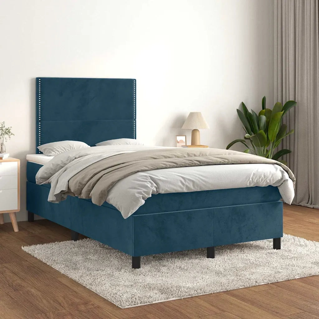 Giroletto a Molle con Materasso Blu Scuro 120x200 cm in Velluto 3142957