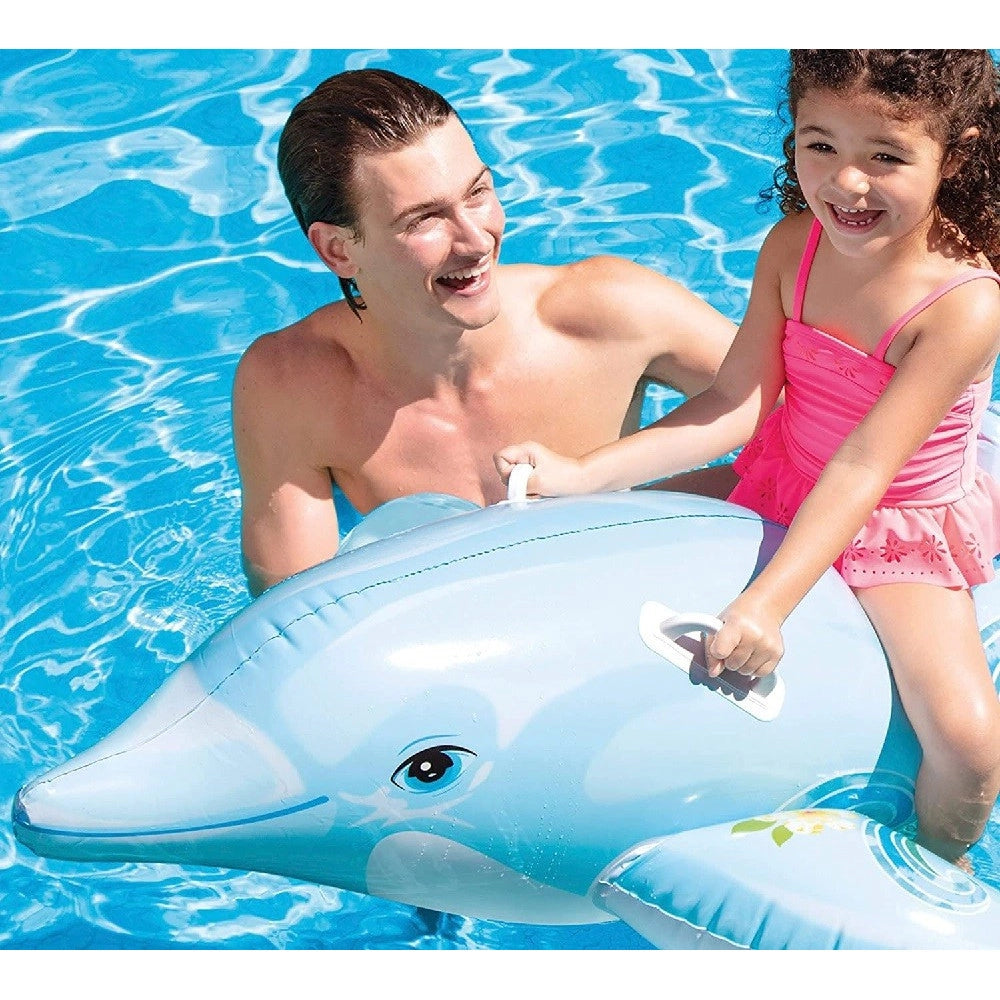 Trade Shop - Cavalcabile Forma Delfino Gonfiabile Piscina Mare 175 X 66 Cm Con Maniglie 58535 -
