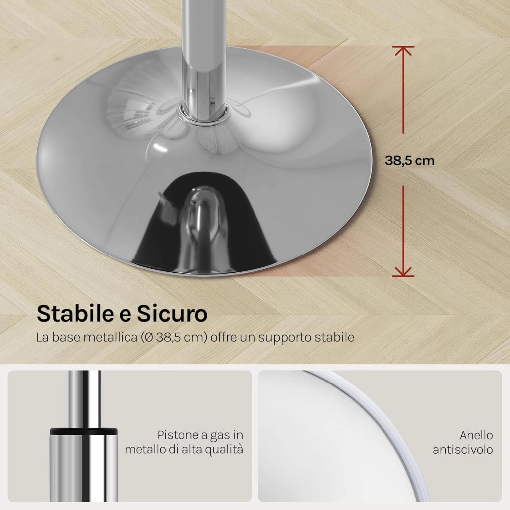 Sgabelli da Trucco Set di 2, Sgabello Rotondo Girevole Regolabile in Altezza, Sgabello Imbottito per Toeletta, Sedia da Cucina in Pelle Sintetica, Altezza Seduta 54-69 cm, Grigio, BH14gr-2