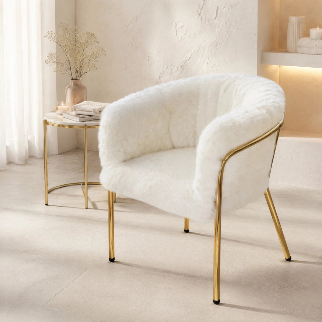 SEDIA Relax in Faux Fur 64,77x59,69x55,88 cm Bianca