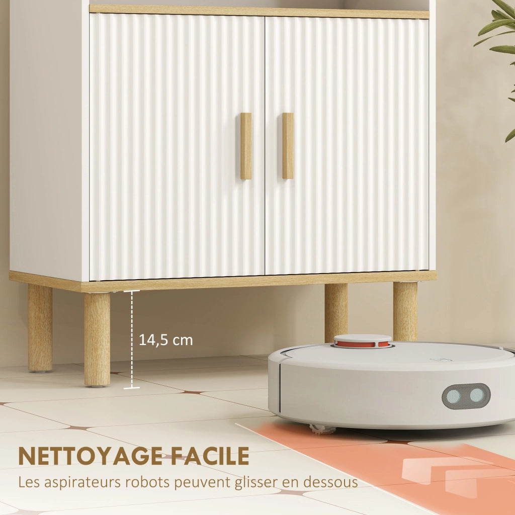 Mobiletto Bagno con 2 Porte e Ripiano Regolabile ¨C zephmum ¨C Bianco 60x29.5x76.5 cm