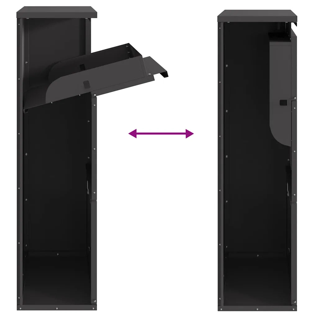 Cassetta per pacchi con porta Nero 44 x 22 x 82 cm Acciaio 874919
