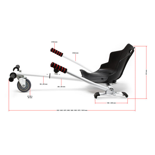Sedile per hoverboard max 120 kg nero, ergonomico, regolabile, per scooter elettrico autobilanciato