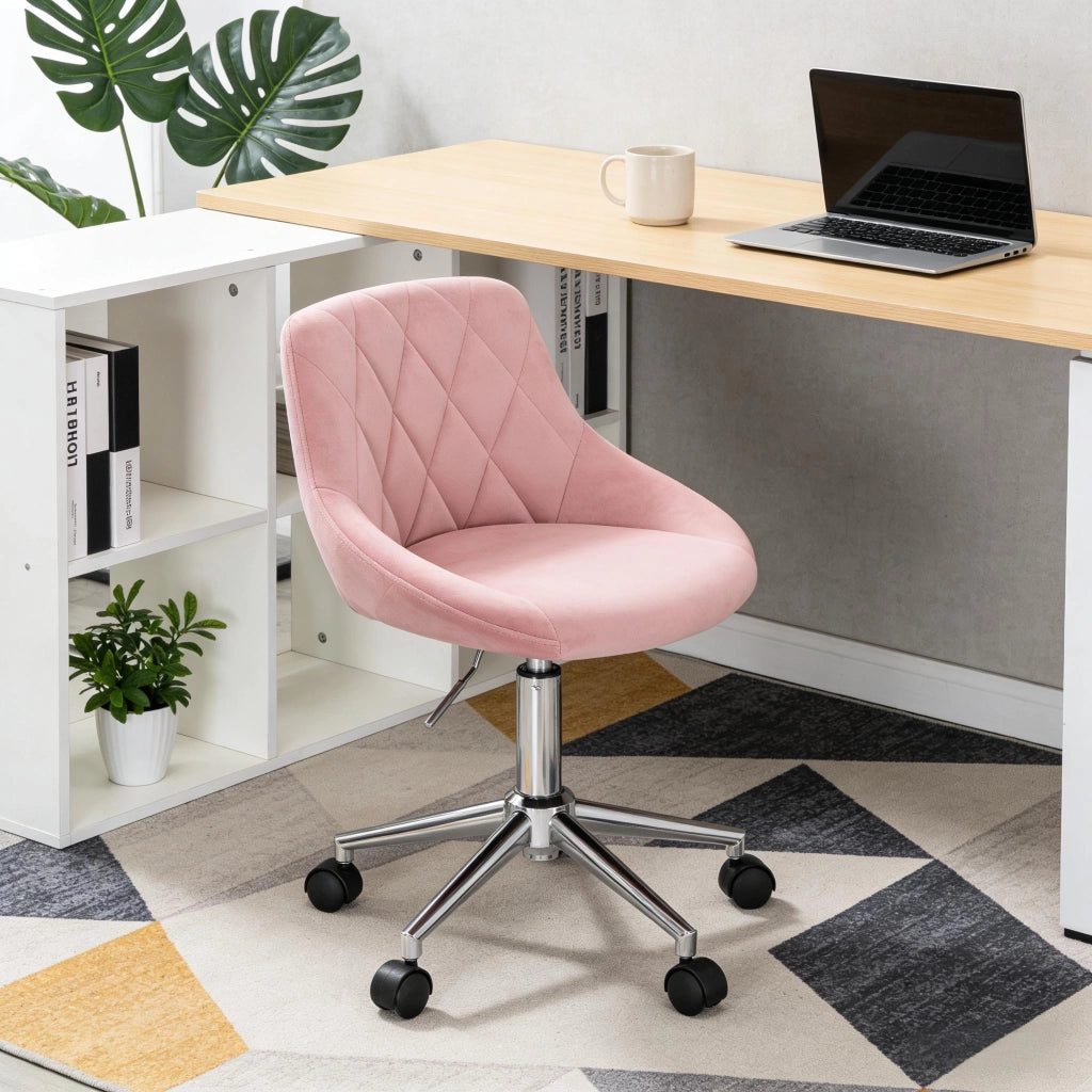 SEDIA UFFICIO Girevole con Ruote, Altezza Regolabile, Rosa, 69,5-77 cm