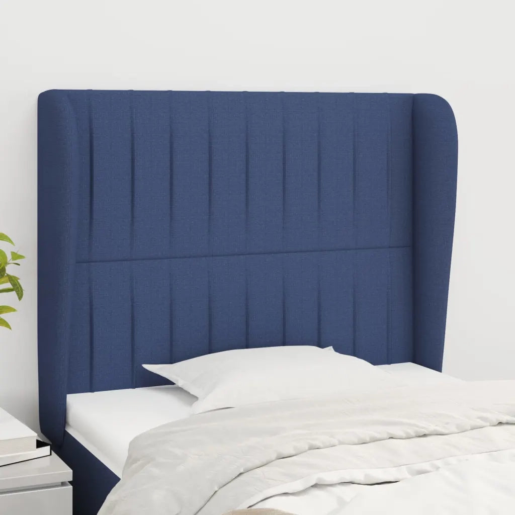 Testiera ad Orecchio-Testata con Orecchie Blu 83x23x118/128 cm in Tessuto 302829