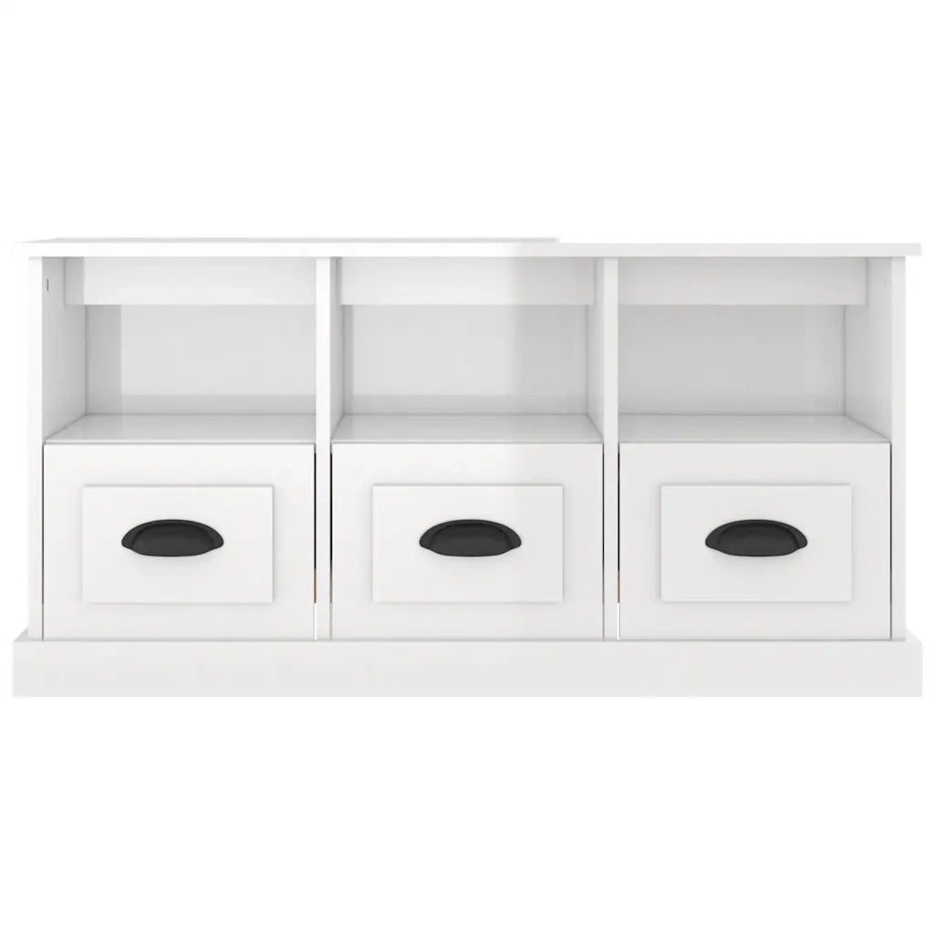 Mobile Porta TV Bianco Lucido 100x35x50 cm in Legno Multistrato 816290