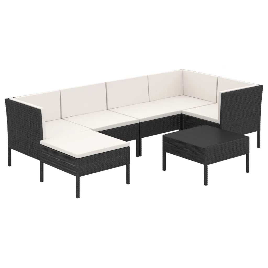 Set Divani da Giardino 7 pz con Cuscini in Polyrattan Nero cod mxl 41961