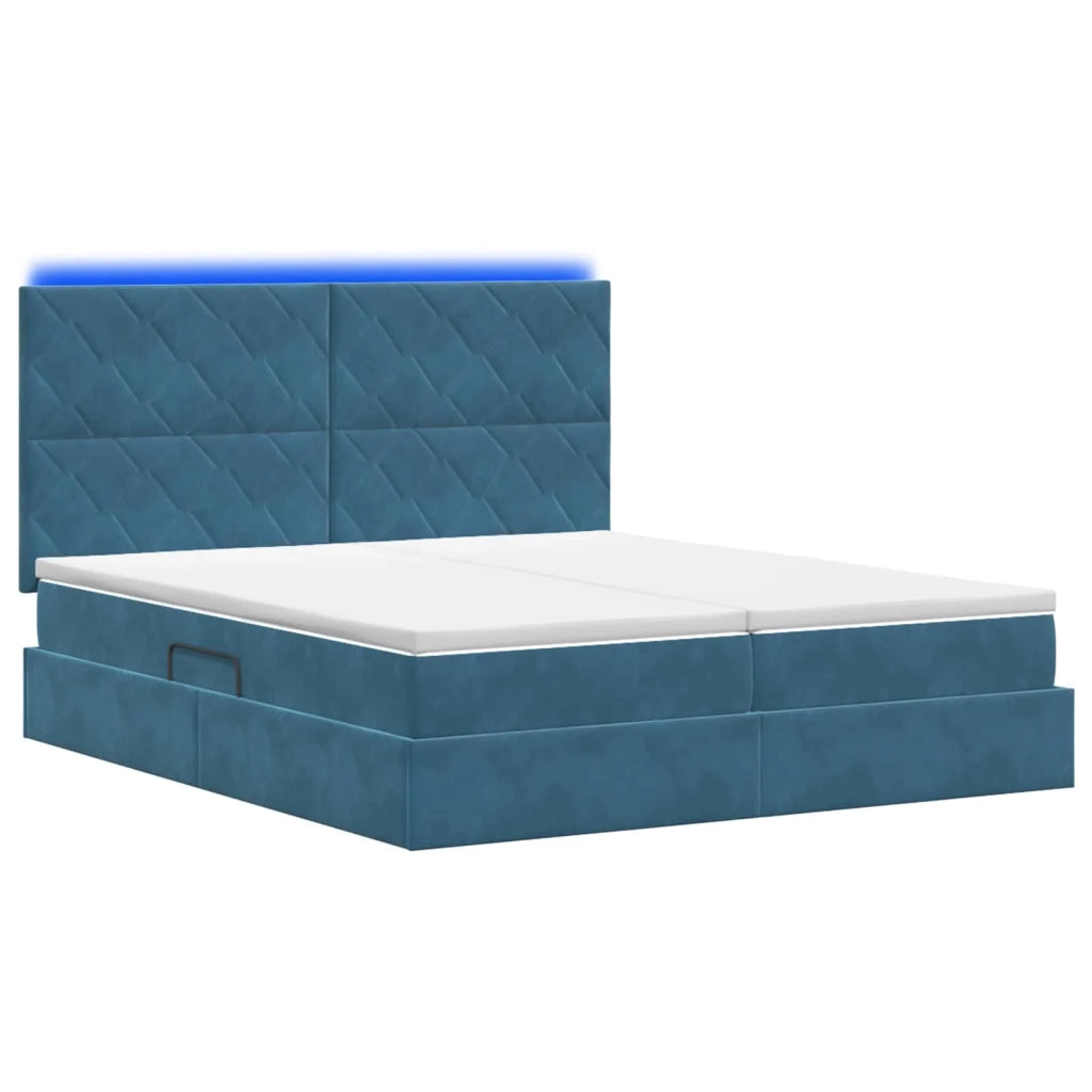 Letto con contenitore LED e materasso Blu Scuro 200 x 200 cm 3460288