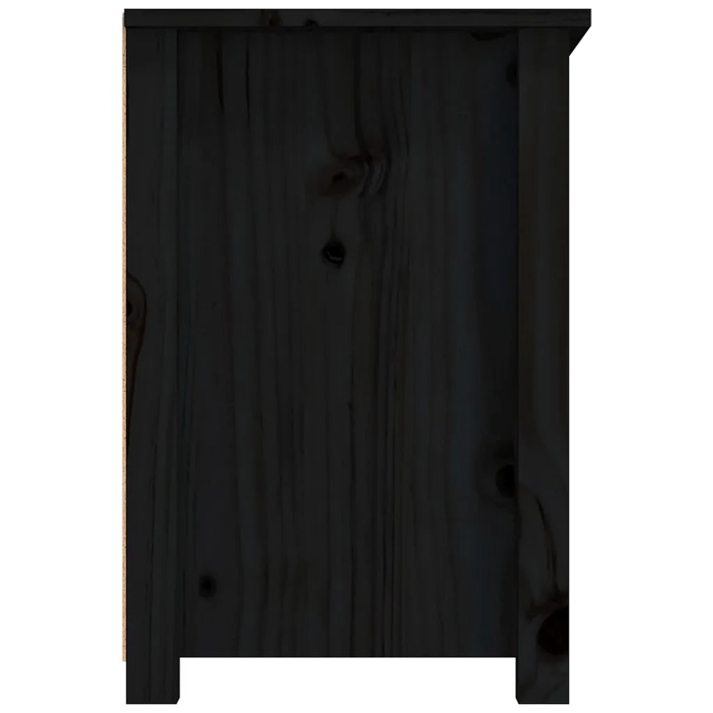 Mobile Porta TV Nero 79x35x52 cm in Legno Massello di Pino 821501