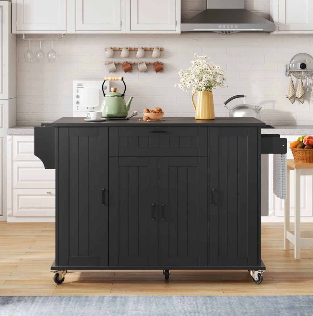 Carrello cucina 120x45(70)x95 cm con piano ribaltabile in MDF nero