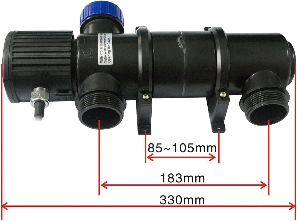® Lampada Disifettante UVC per Laghetti da Giardino 11 Watt Cavo 5m 3 Adattatori Sterilizzatore per Acquario Lampada di Sterilizzazione Filtro Luminoso