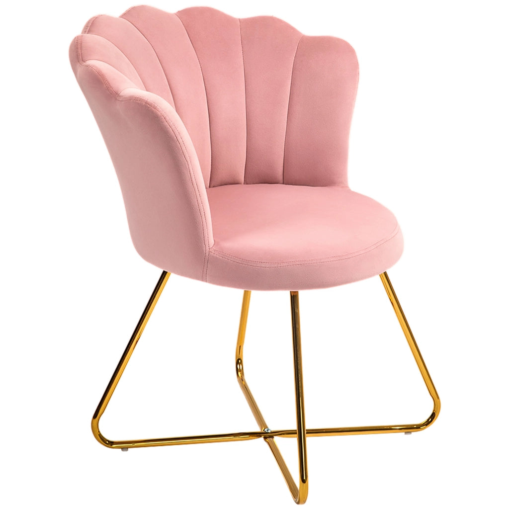 Poltrona in velluto con gambe in acciaio ¨C Zephmum ¨C Rosa 69x64x80 cm