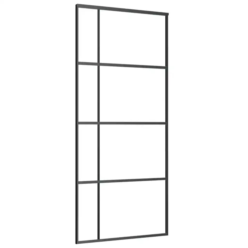 Porta Scorrevole con Ferramenta Nera 90x205 cm in Vetro ESG