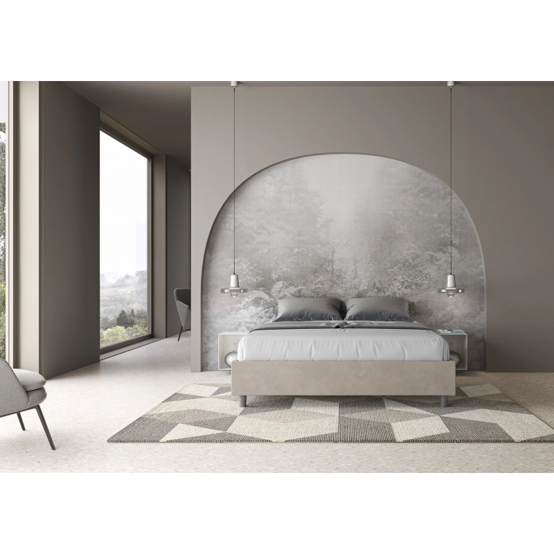 Letto Sommier imbottito Matrimoniale 160x210 cm Azelia - Con rete,Microfibra,Sabbia
