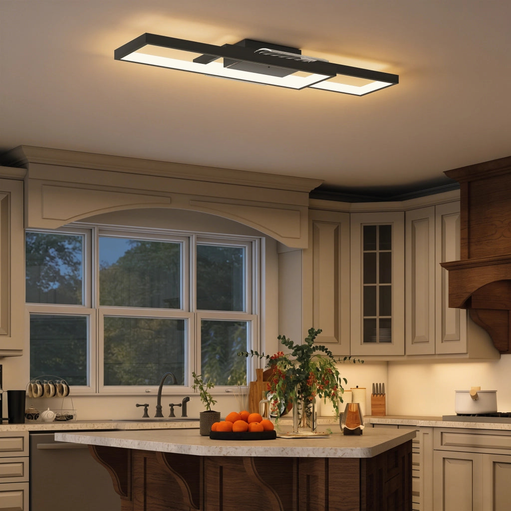 Plafoniera LED 43W 4600LM 3000-6000K dimmerabile con telecomando ¨C zephmum ¨C 70x30x7 cm Nero