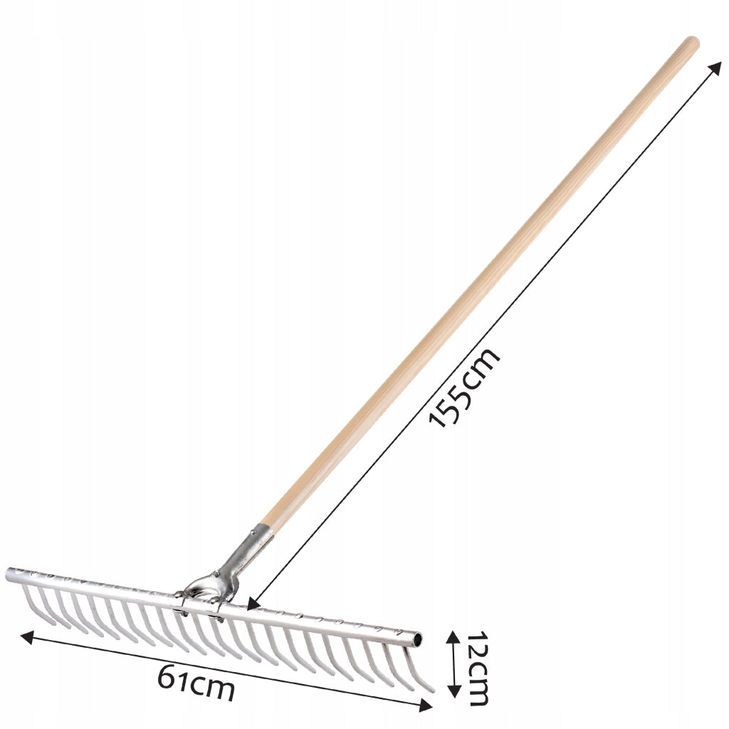 Rastrello in alluminio KADAX per fieno, erba, foglie, giardino, leggero, manico a 22 denti