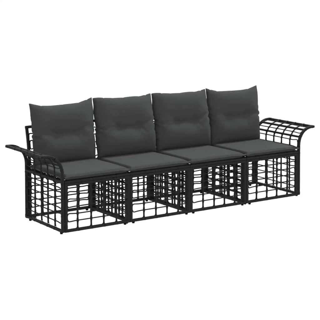 Set di divani da esterno 4 pz Nero e Grigio scuro Poliestere 3437637