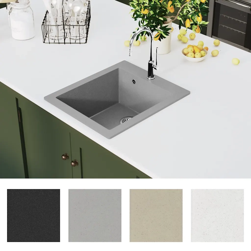 Lavandino da Cucina-Lavabo-Lavello Granito solo Lavello ad Incasso Grigio