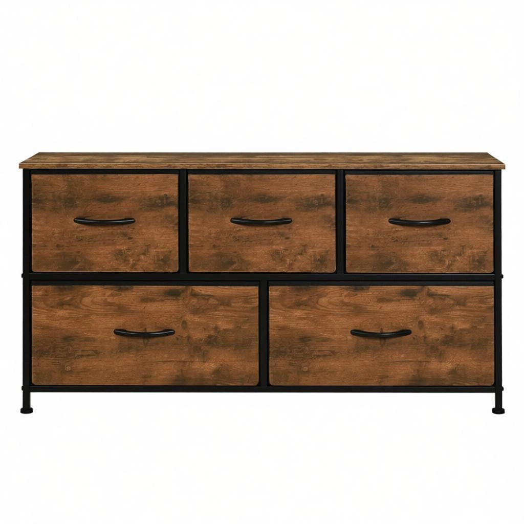 CASSETTIERA Vintage 100 x 54 x 30 cm Marrone con 5 cassetti