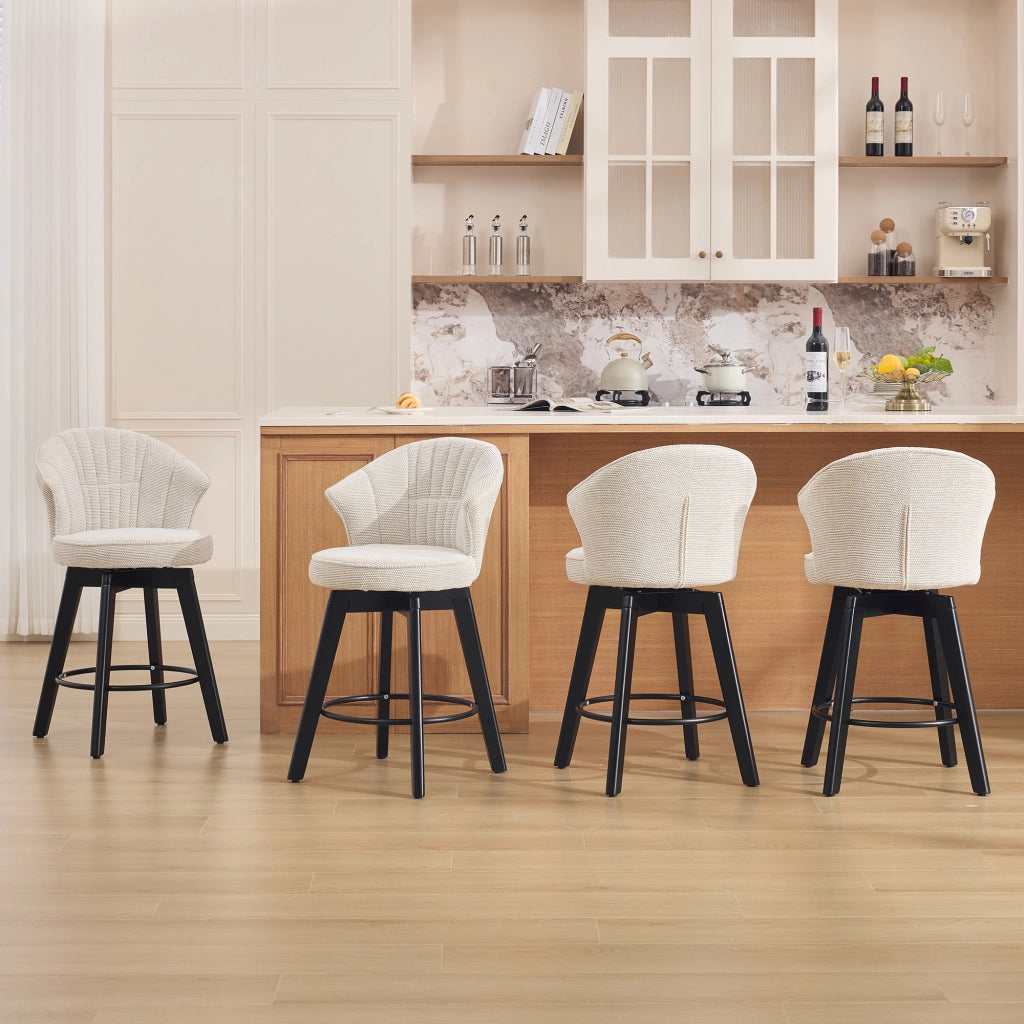 Sgabello da bar girevole con schienale ergonomico e poggiapiedi Sgabello alto da bancone in Ciniglia Beige