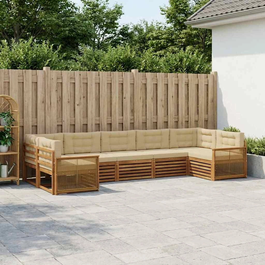 Set di divani da esterno 7 pz Naturale e Beige 3383811