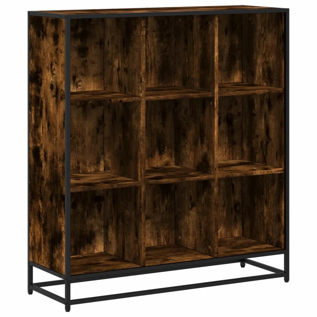 Libreria-Scaffale per Libri-Mobile di Stoccaggio Rovere Fumo 97,5x33x107,5 cm Legno Multistrato&Metallo