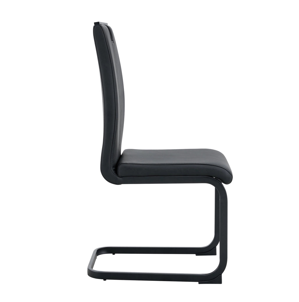 Sedia nera in PU con schienale ergonomico e piedini antiscivolo