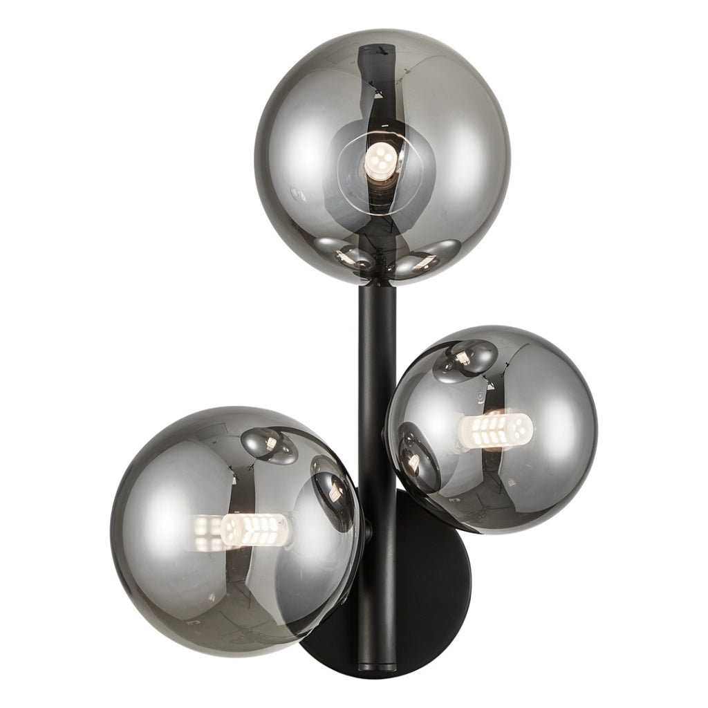 Applique interno Mila nera metallo/vetro 3xG9 Milagro ML0336