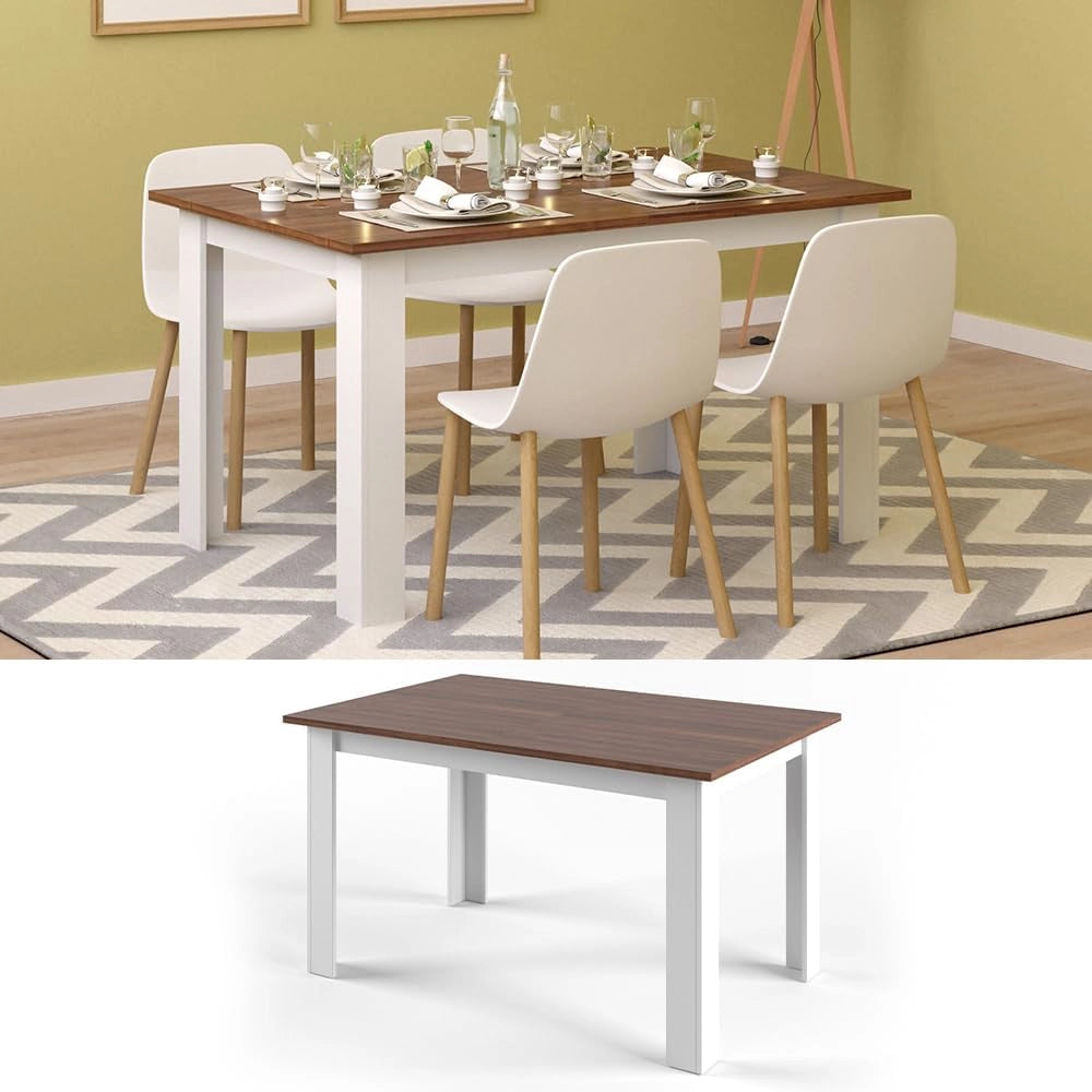 Tavolo da pranzo Karlos, Noce, 140 x 90 cm, per l'utilizzo come tavolo da pranzo fisso in soggiorno o sala da pranzo
