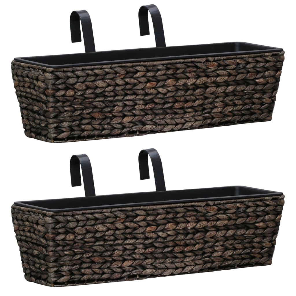 Set di 2 fioriere in giacinto d'acqua 60 cm marrone 02_0000882