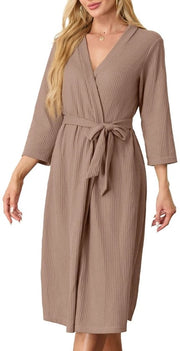 Kimono da bagno per donna leggero a tre quarti con collo V e manica lunga