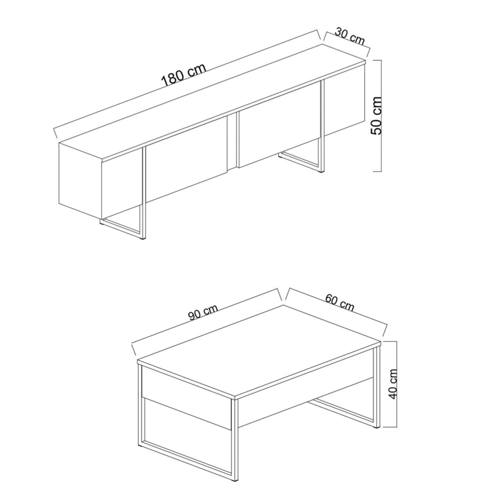 Mornasco, set Mobili da Soggiorno Modulabile, Nero Antracite