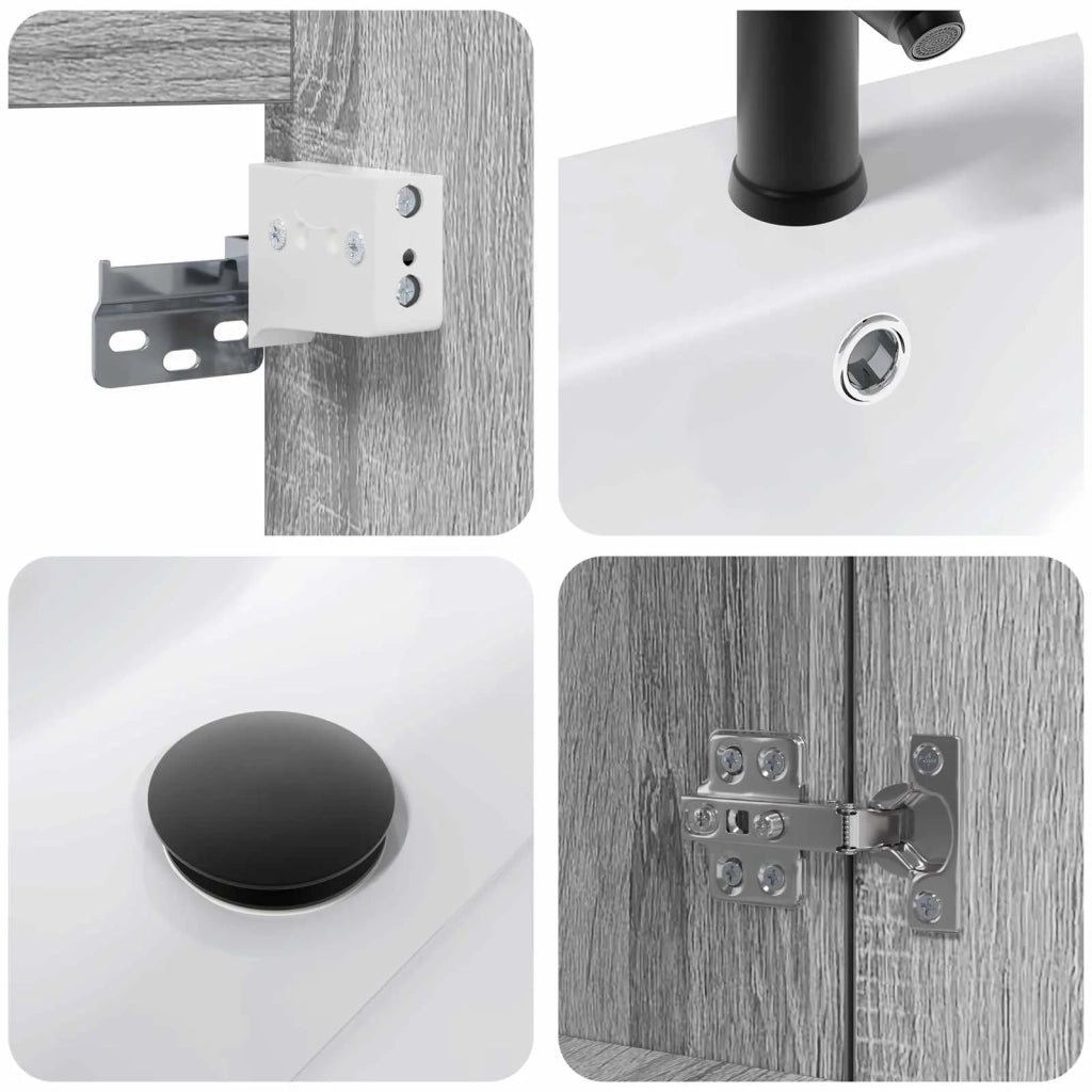 Mobile bagno con rubinetto Sonoma grigio 61 x 40 x 74,5 cm