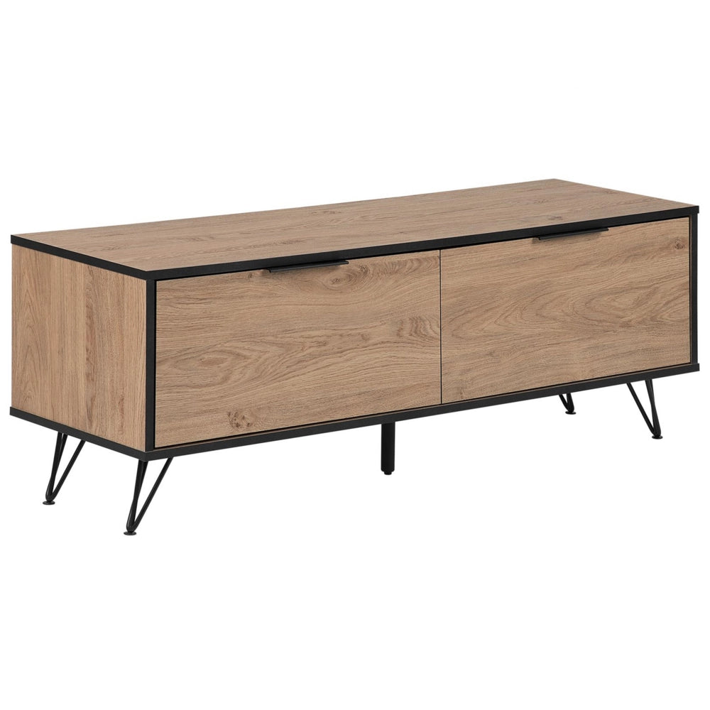 Mobile TV in legno chiaro per un TV fino a 55ʺ con 2 armadi supporto televisione