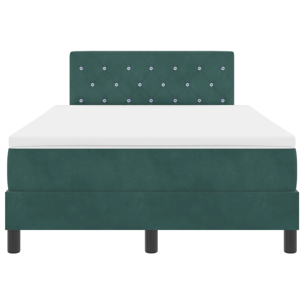 Letto Box Spring con Materasso Verde Scuro Piccolo Doppio Velluto