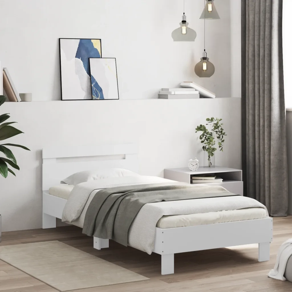 Giroletto con Testiera Bianco 90x200 cm in Legno Multistrato 838533