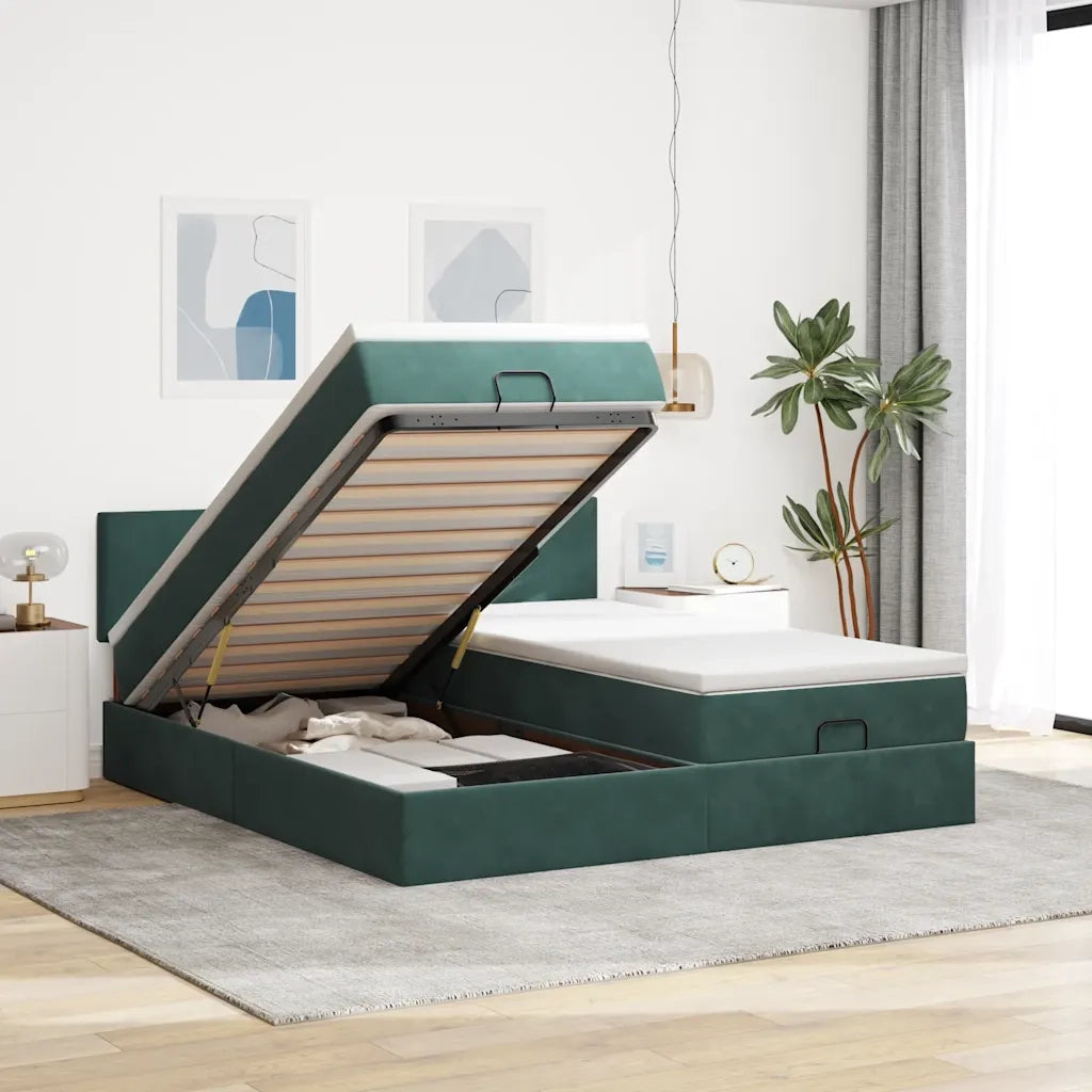 Struttura Letto Pouf con Materassi 180x200 cm Velluto 3312059