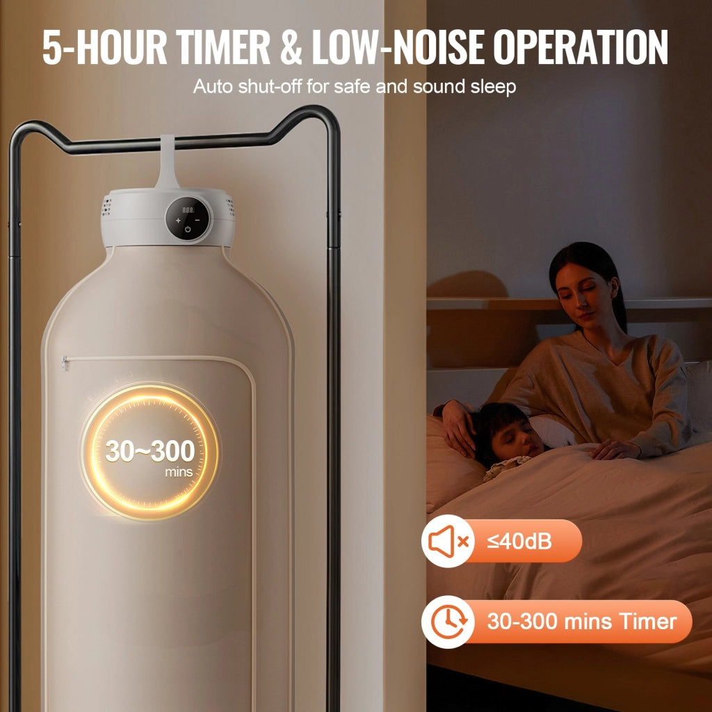 Mini Asciugatrice Portatile Pieghevole 600W GR889 con Riscaldatore PTC e Timer 5 Ore, Compatta Salvaspazio per Casa e Camper, Beige
