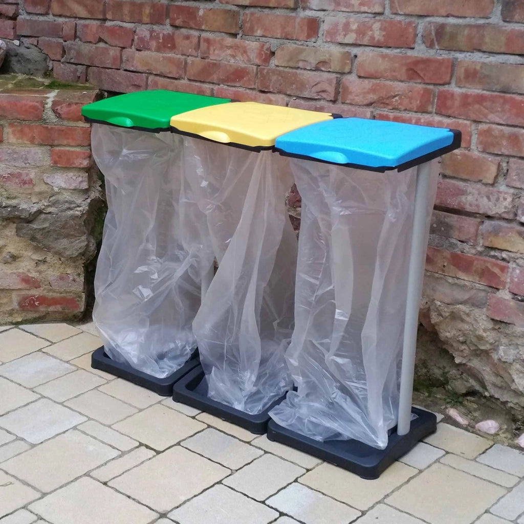 Portasacchi  tre pattumiera raccolta rifiuti differenziata con vano porta sacchetti