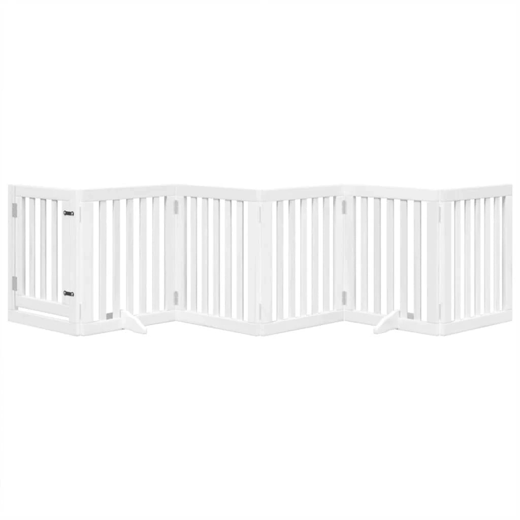 Cancelletto e porta di sicurezza per animali domestici 6 pannelli legno di pioppo bianco 02_0023356
